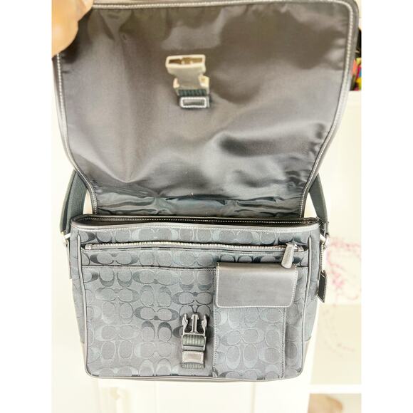 Vintage Coach Canvas Signature Logo Crossbody Messenger Bag #D25-5229 Black - Picture 11 of 16